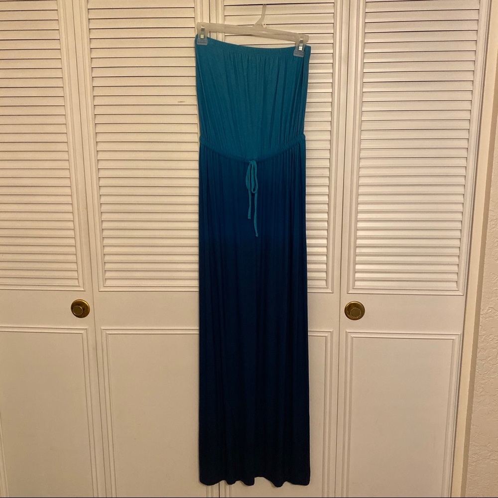 Strapless Blue Maxi Dress